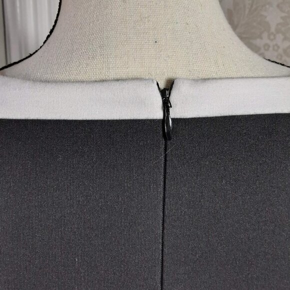 INC Size Medium Black/White Striped Sleeveless Dress Embellished Neckline EUC - Picture 6 of 10